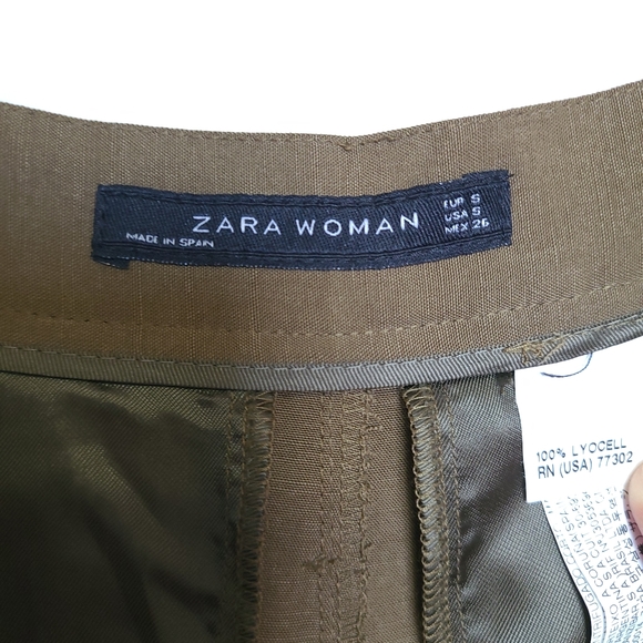 Zara - Lyocell Camel Brown Pants - Size S - Picture 8 of 9
